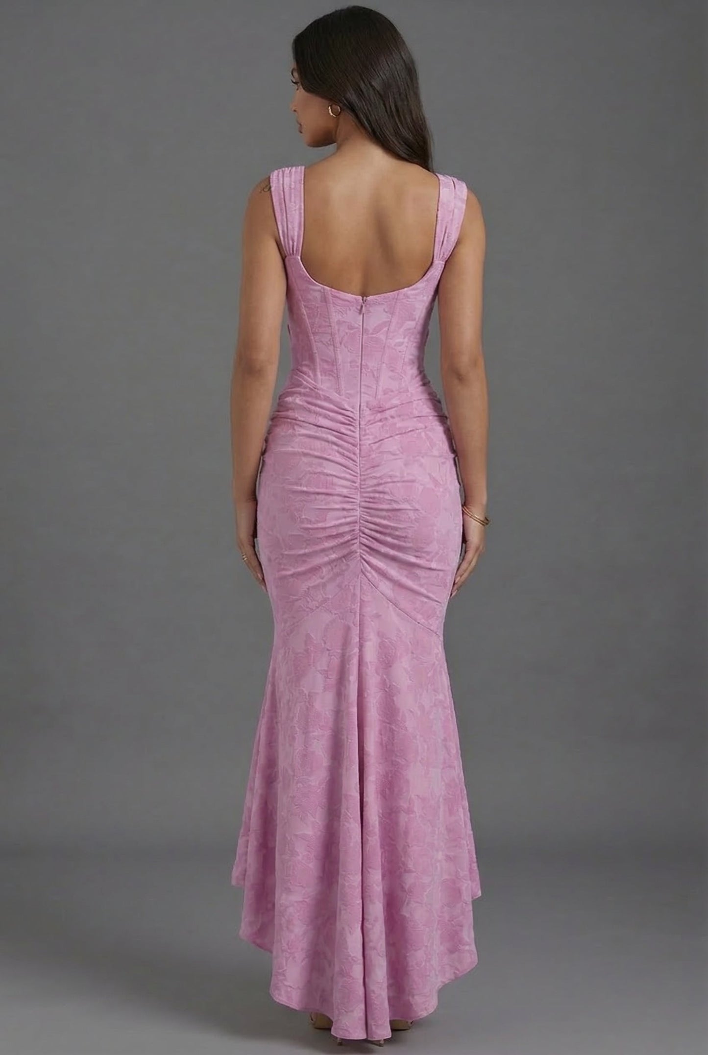 Vestido Maxi Corsé Cuerpo Pliegues Cintura Cola de Pez