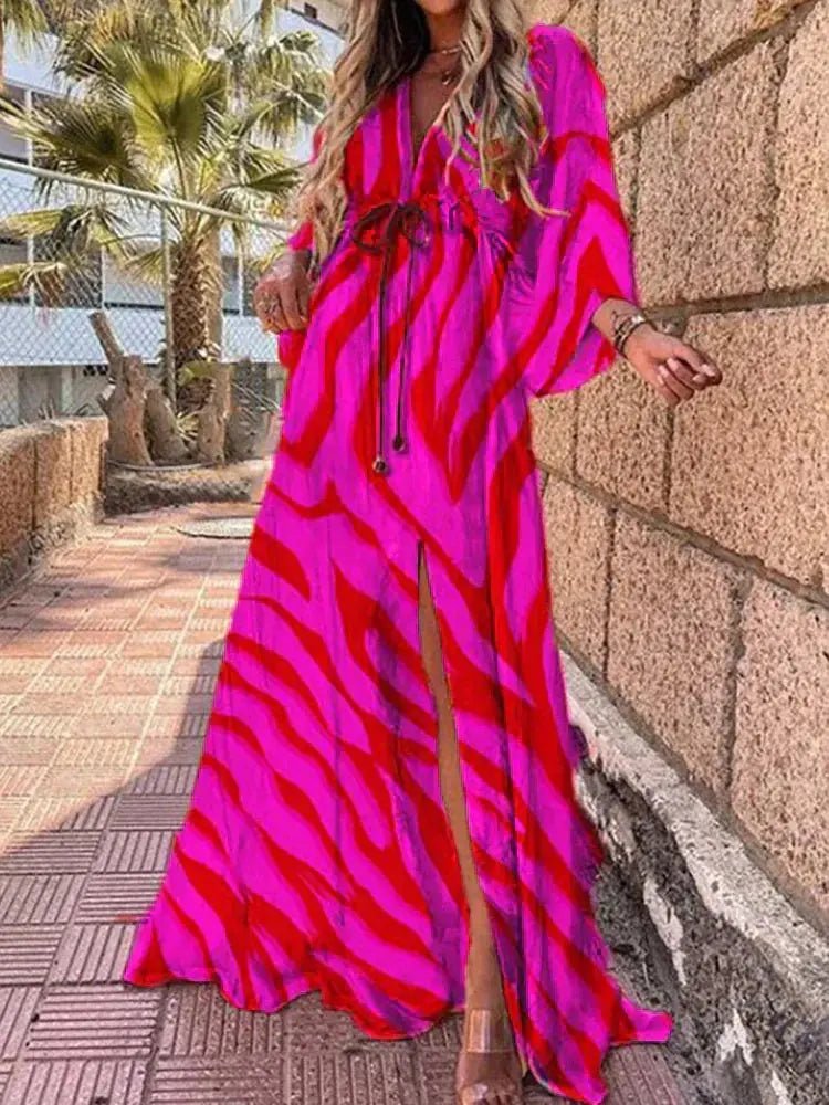 Vestido Maxi Botones Delantero Cuello V