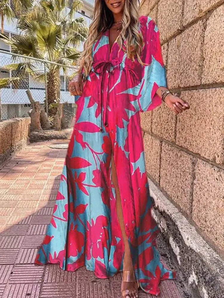 Vestido Maxi Botones Delantero Cuello V