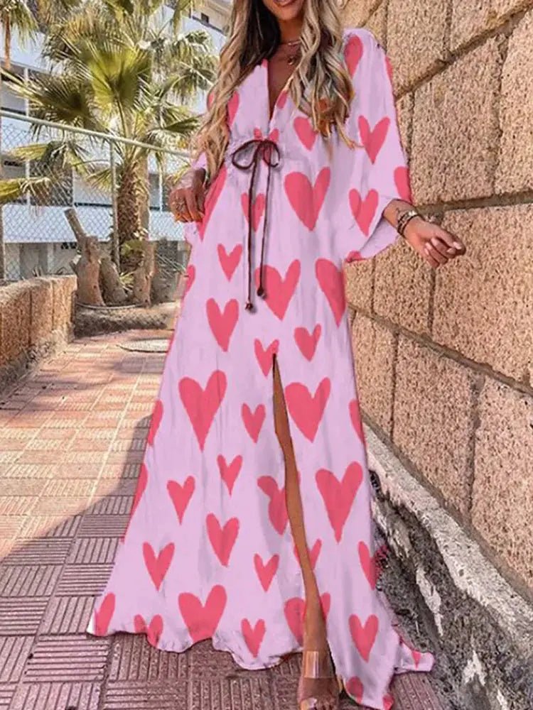 Vestido Maxi Botones Delantero Cuello V