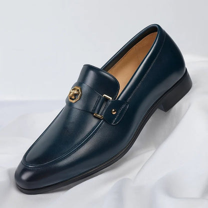 Men's Leather Loafers Slip-On Italian Dress Shoes - Black