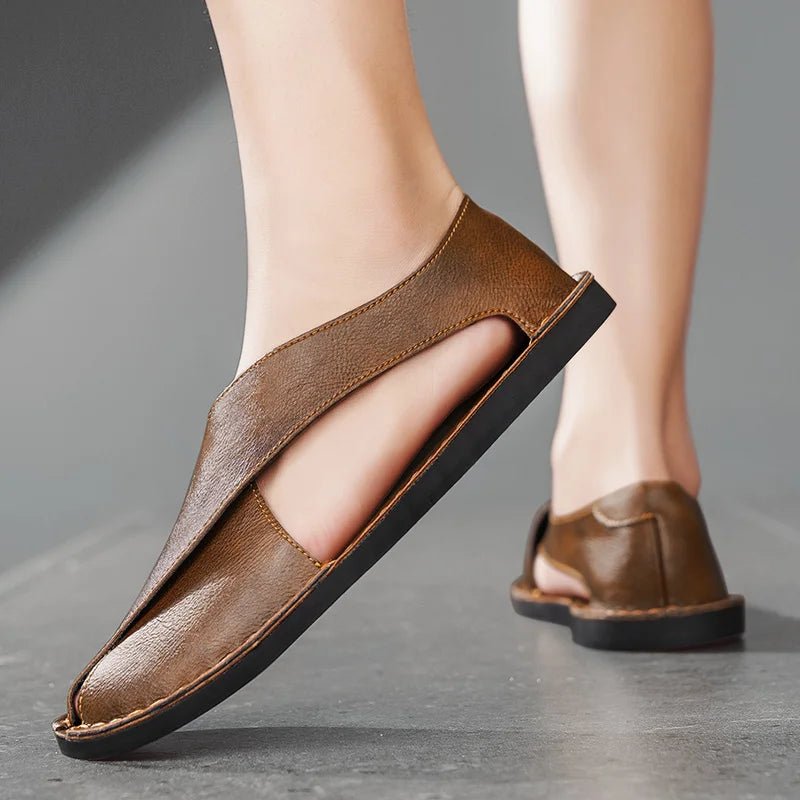 Sandalias Slide de Cuero Italiano con Pisada de Goma | Para Hombre