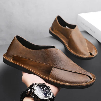 Sandalias Slide de Cuero Italiano con Pisada de Goma | Para Hombre