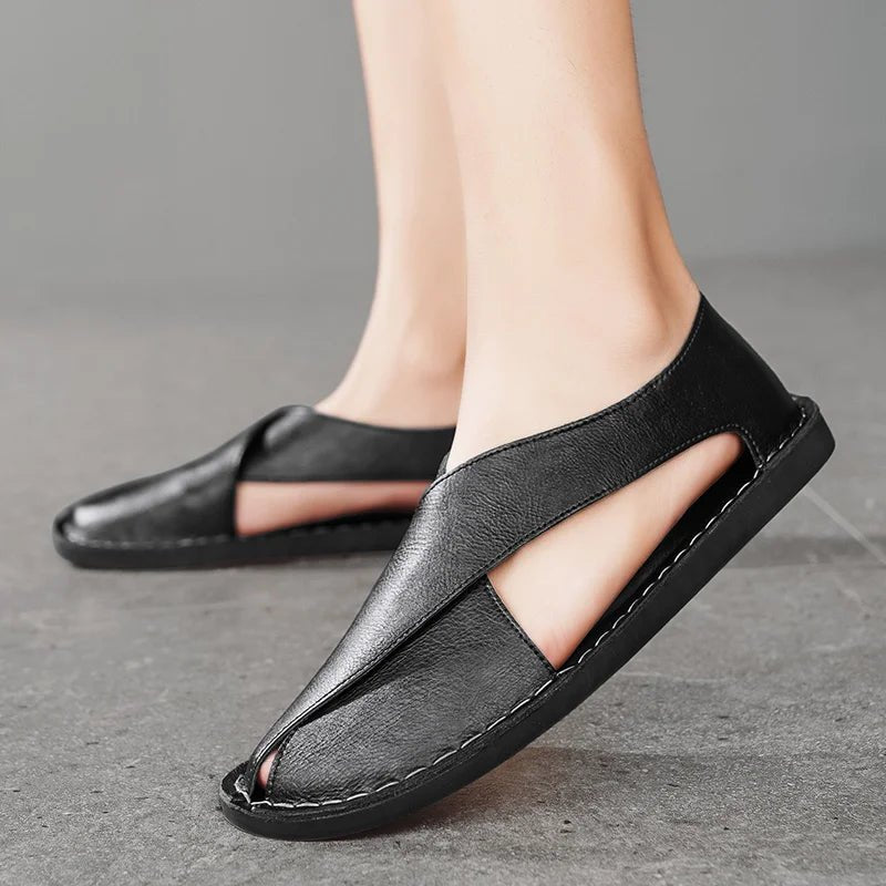 Sandalias Slide de Cuero Italiano con Pisada de Goma | Para Hombre