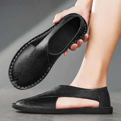Sandalias Slide de Cuero Italiano con Pisada de Goma | Para Hombre