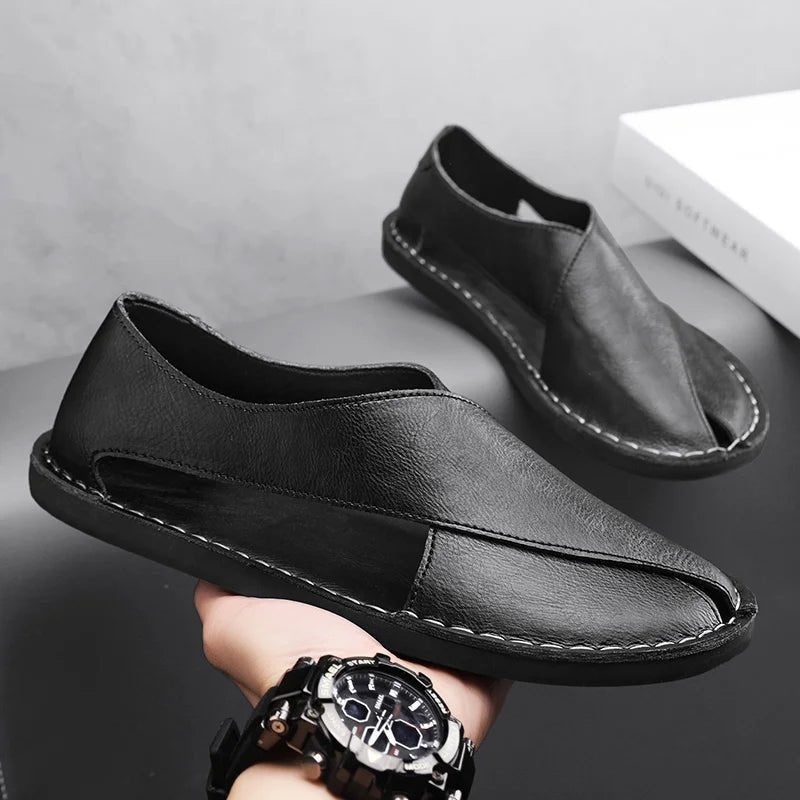 Sandalias Slide de Cuero Italiano con Pisada de Goma | Para Hombre