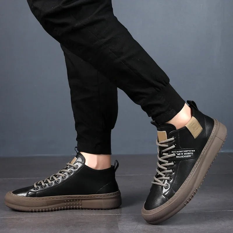 Zapatillas Altas de Cuero para Hombre con Cordones | Estilo Clásico