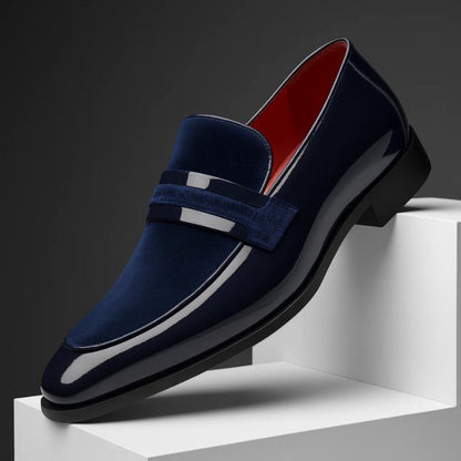 Men's Penny Loafers Italian Leather Suede Detail Slip-On
