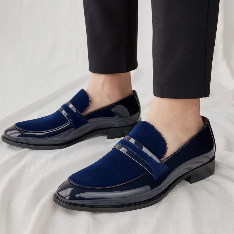 Mocasines Penny de Cuero Italiano con Detalle de Ante | Para Hombre