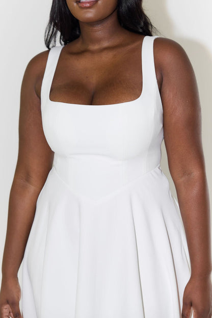 Vestido Midi Escote Cuadrado A-Line Sin Mangas