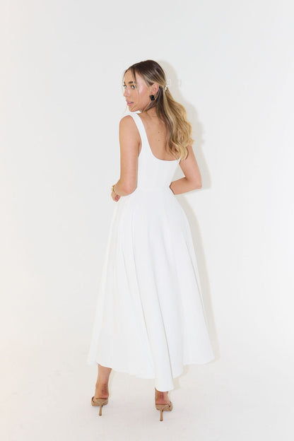 Vestido Midi Escote Cuadrado A-Line Sin Mangas