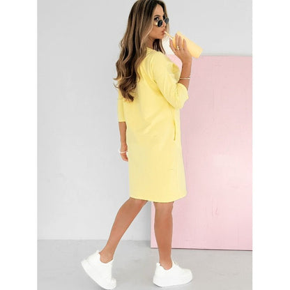 Vestido con mangas 3/4 y bolsillos para mujer, cómodo y versátil para diario