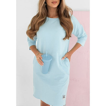 Vestido con mangas 3/4 y bolsillos para mujer, cómodo y versátil para diario