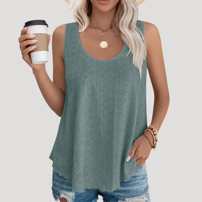Top sin mangas con ojales para mujer - Diseño boho y sofisticado para verano