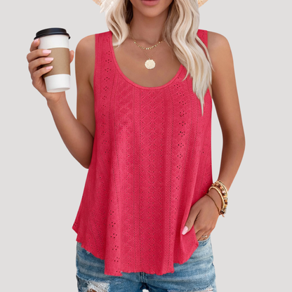 Top sin mangas con ojales para mujer - Diseño boho y sofisticado para verano