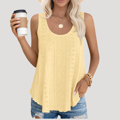 Top sin mangas con ojales para mujer - Diseño boho y sofisticado para verano