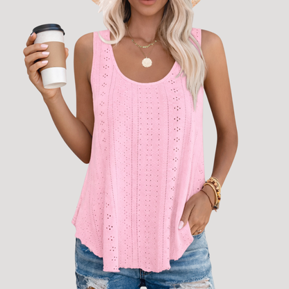 Top sin mangas con ojales para mujer - Diseño boho y sofisticado para verano