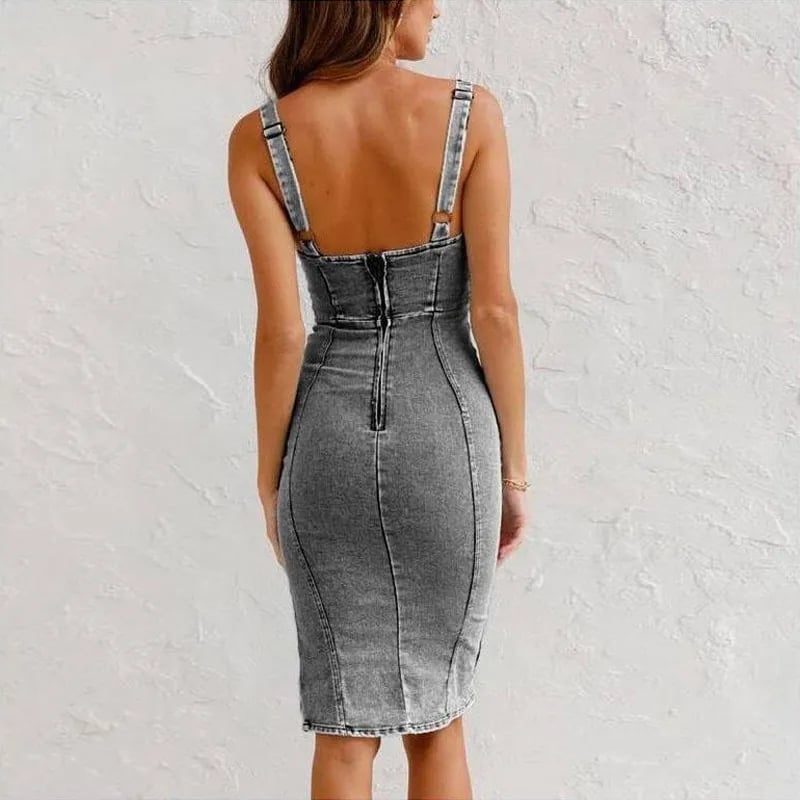 Vestido camisola de denim para mujer, ligero y versátil para primavera o verano