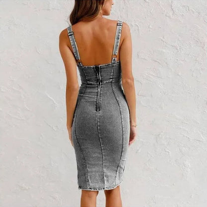 Vestido camisola de denim para mujer, ligero y versátil para primavera o verano