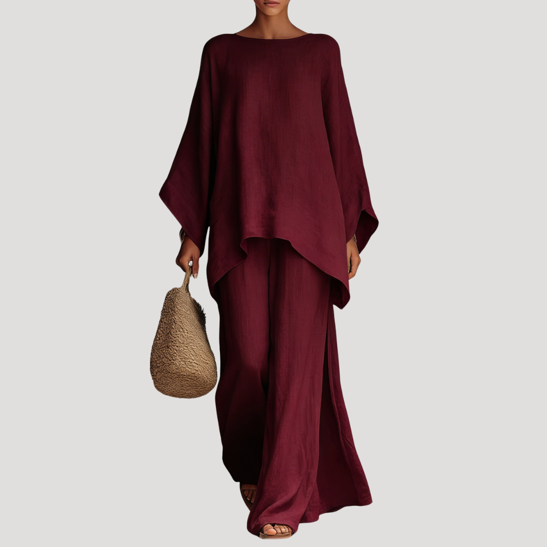 Conjunto relajado de pernera ancha para mujer - Verano