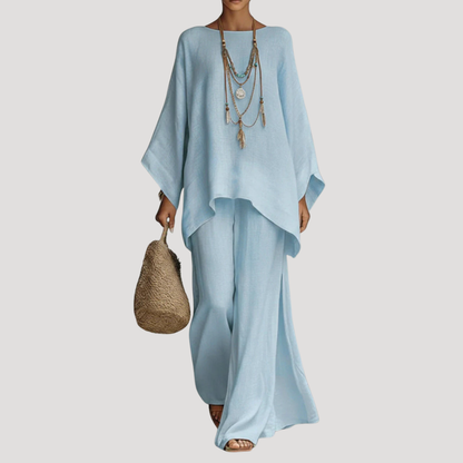 Conjunto relajado de pernera ancha para mujer - Verano