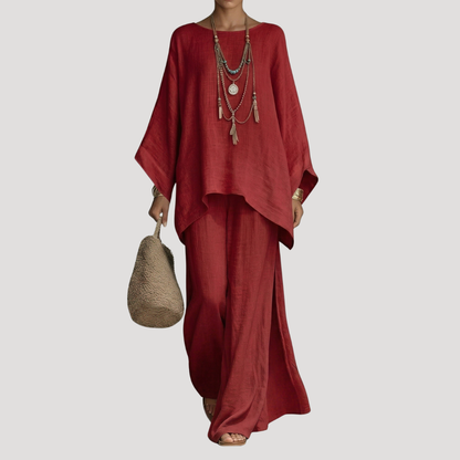 Conjunto relajado de pernera ancha para mujer - Verano