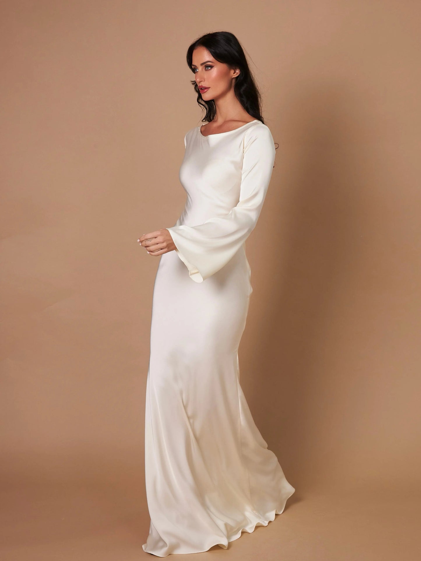Vestido maxi ajustado con manga larga para mujer - Elegancia veraniega