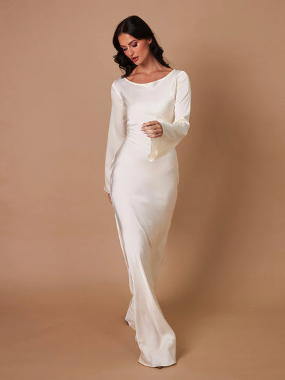 Vestido maxi ajustado con manga larga para mujer - Elegancia veraniega