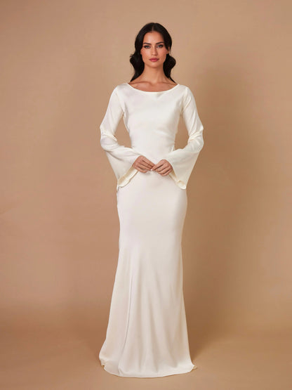 Vestido maxi ajustado con manga larga para mujer - Elegancia veraniega