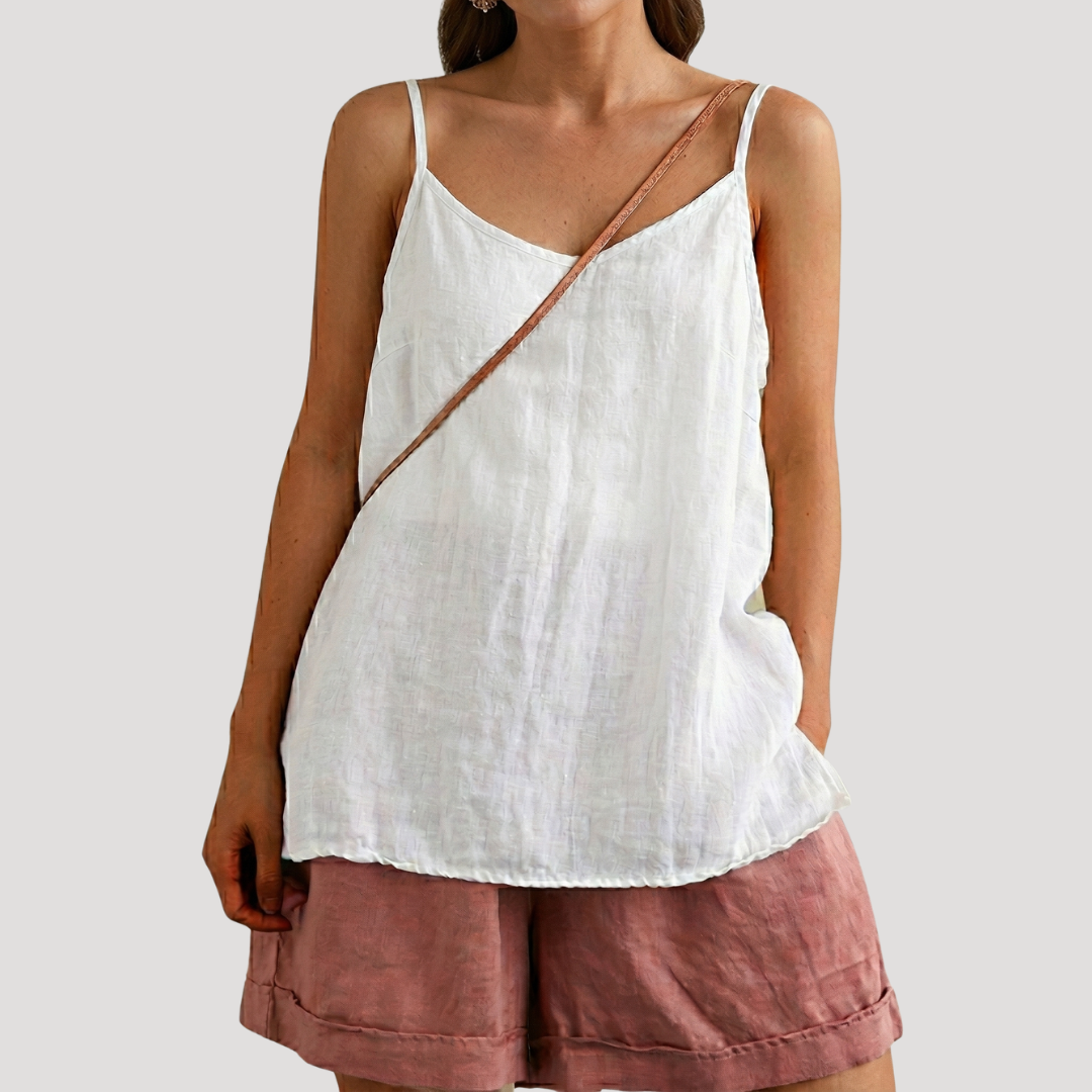 Top sin mangas con cuello en V para mujer - Elegancia minimalista para verano