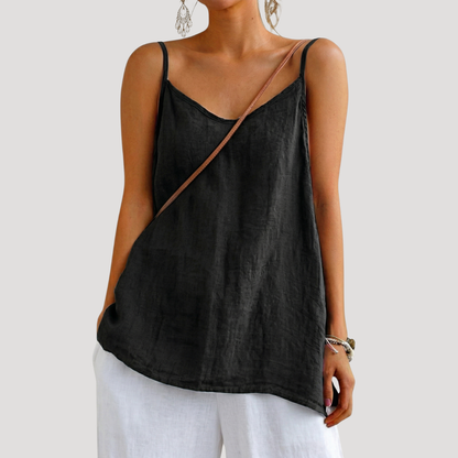 Top sin mangas con cuello en V para mujer - Elegancia minimalista para verano