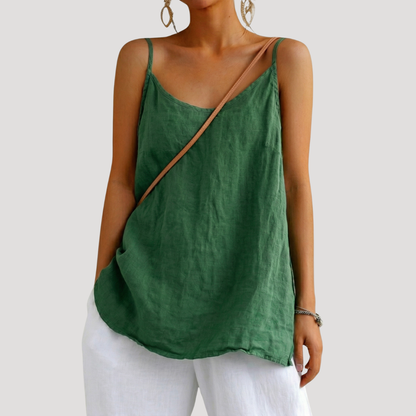 Top sin mangas con cuello en V para mujer - Elegancia minimalista para verano