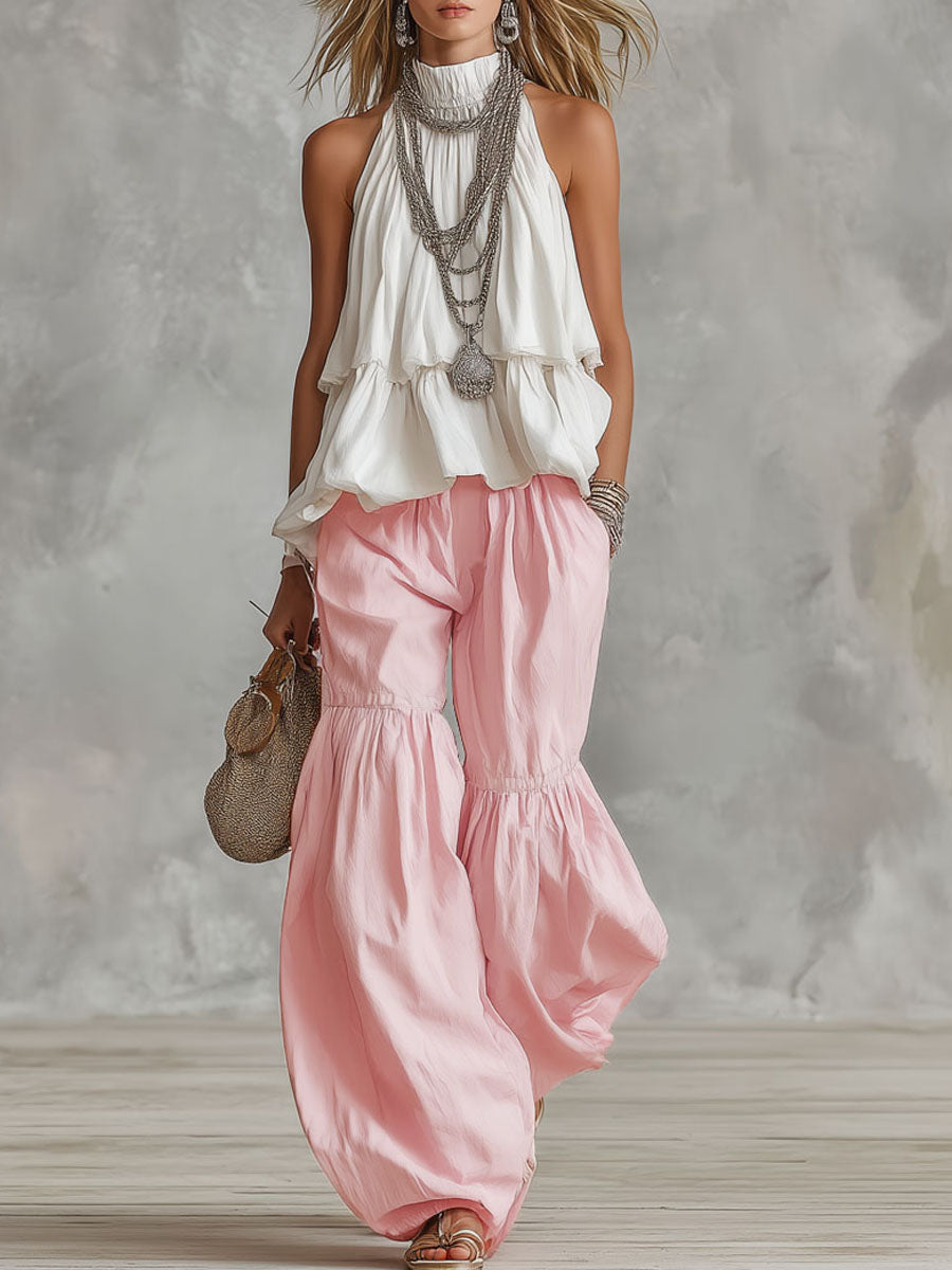 Ophira | Women's Mock Neck Sleeveless Top and Wide Leg Pants Set - Image 5