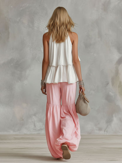 Conjunto Top Cuello Falso Pantalón Pierna Ancha