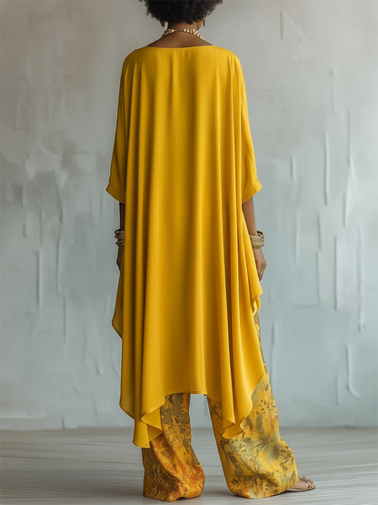 Ida | Conjunto de 2 Piezas con Parte Superior Fluida y Pantalón Floral para Mujer