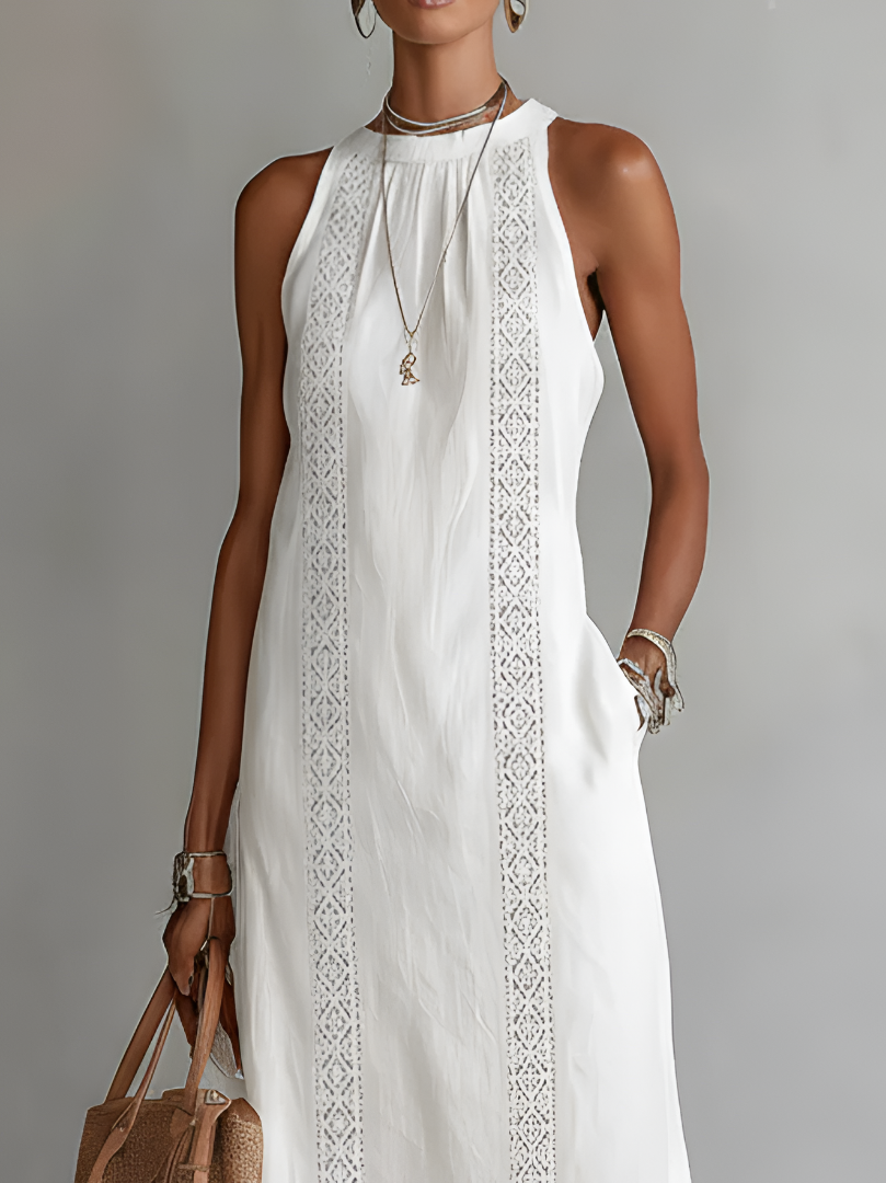 Vestido Midi con Textura de Lino | Estilo Casual para Mujer