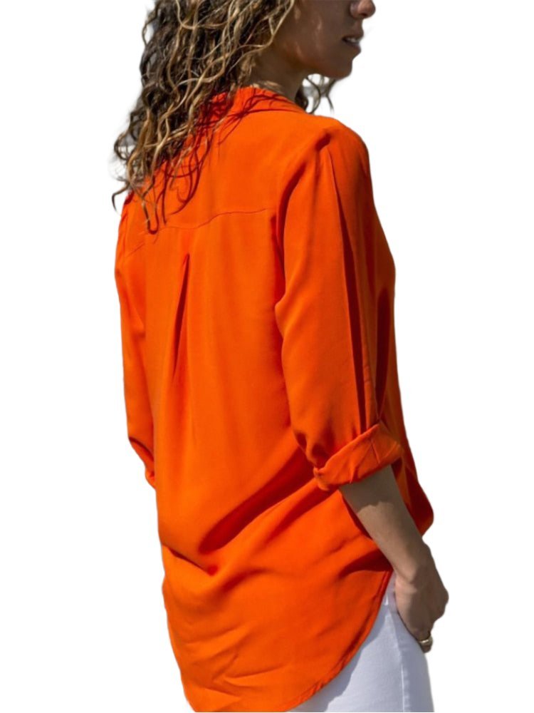 Blusa de vestir con cuello de solapa y manga larga