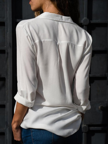 Blusa de vestir con cuello de solapa y manga larga