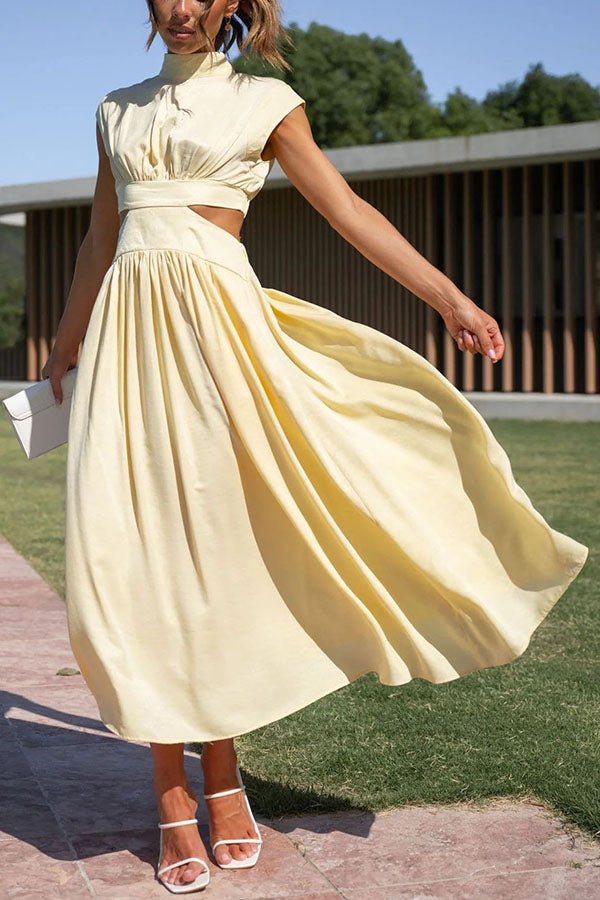Vestido midi con cut-out y bolsillos para mujer, elegante y versátil para verano