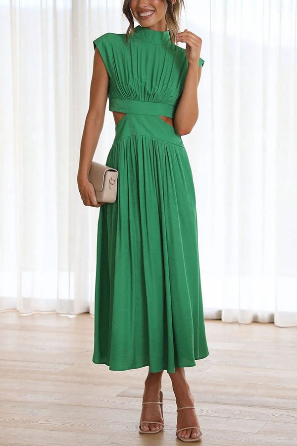 Vestido midi con cut-out y bolsillos para mujer, elegante y versátil para verano