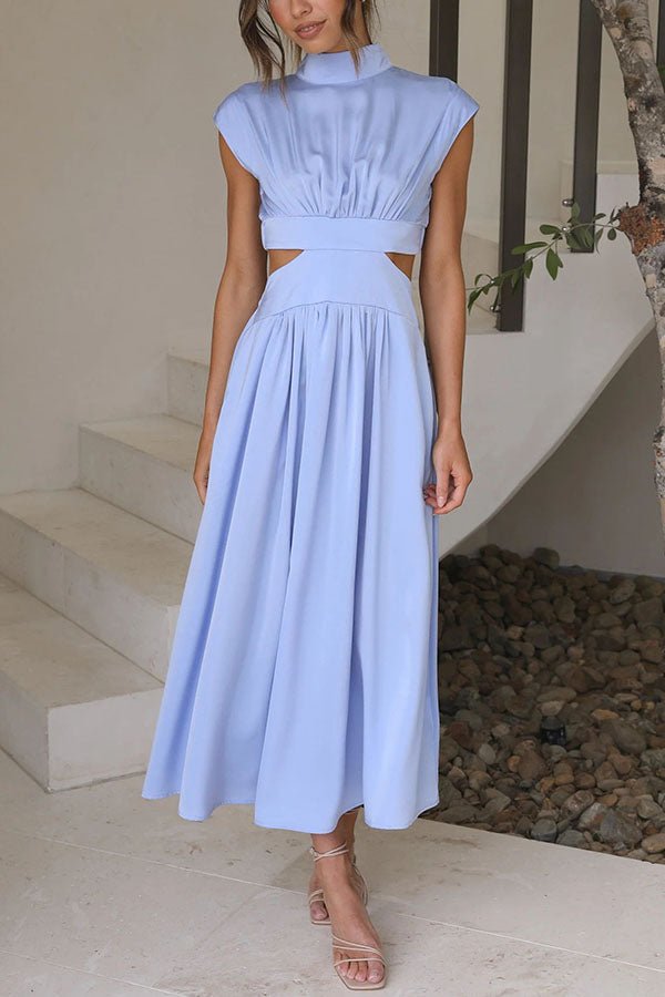 Vestido midi con cut-out y bolsillos para mujer, elegante y versátil para verano