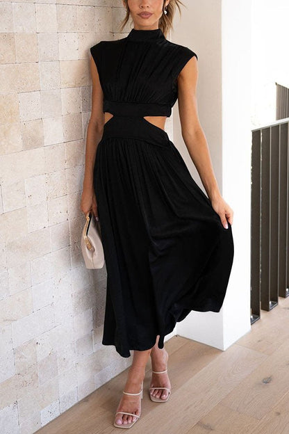 Vestido midi con cut-out y bolsillos para mujer, elegante y versátil para verano