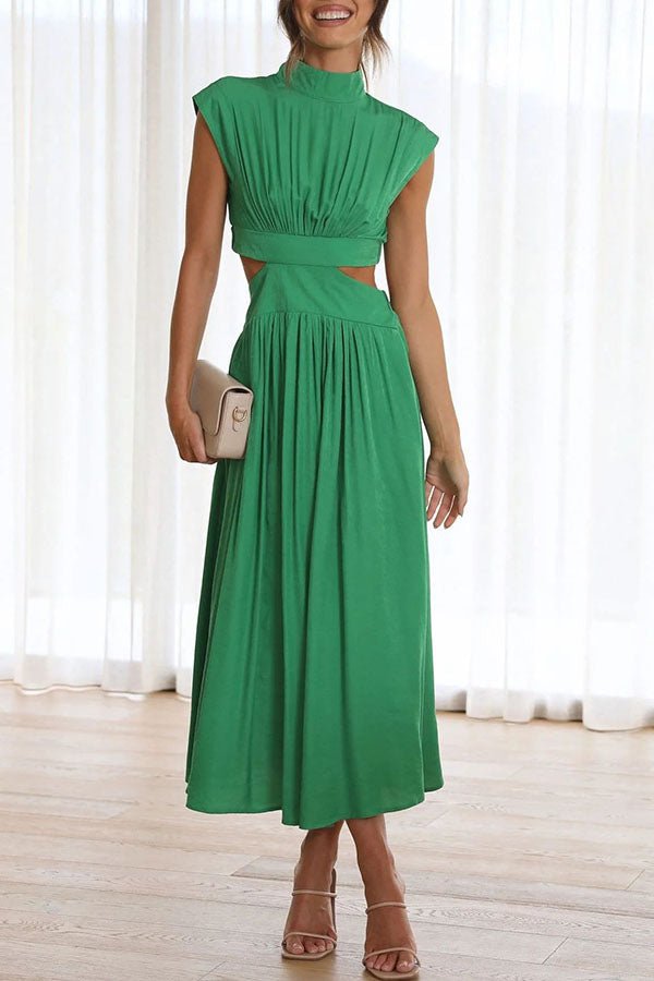 Vestido midi con cut-out y bolsillos para mujer, elegante y versátil para verano