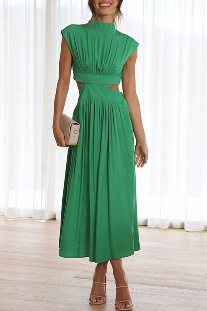 Vestido midi con cut-out y bolsillos para mujer, elegante y versátil para verano