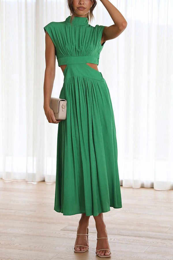 Vestido midi con cut-out y bolsillos para mujer, elegante y versátil para verano