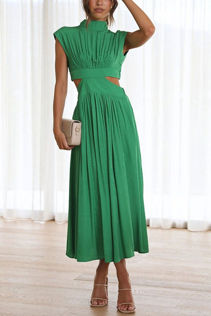 Vestido midi con cut-out y bolsillos para mujer, elegante y versátil para verano