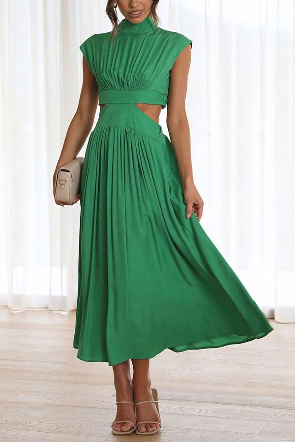 Vestido midi con cut-out y bolsillos para mujer, elegante y versátil para verano