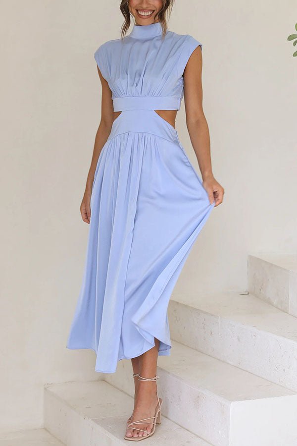 Vestido midi con cut-out y bolsillos para mujer, elegante y versátil para verano
