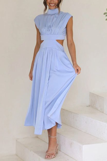 Vestido midi con cut-out y bolsillos para mujer, elegante y versátil para verano