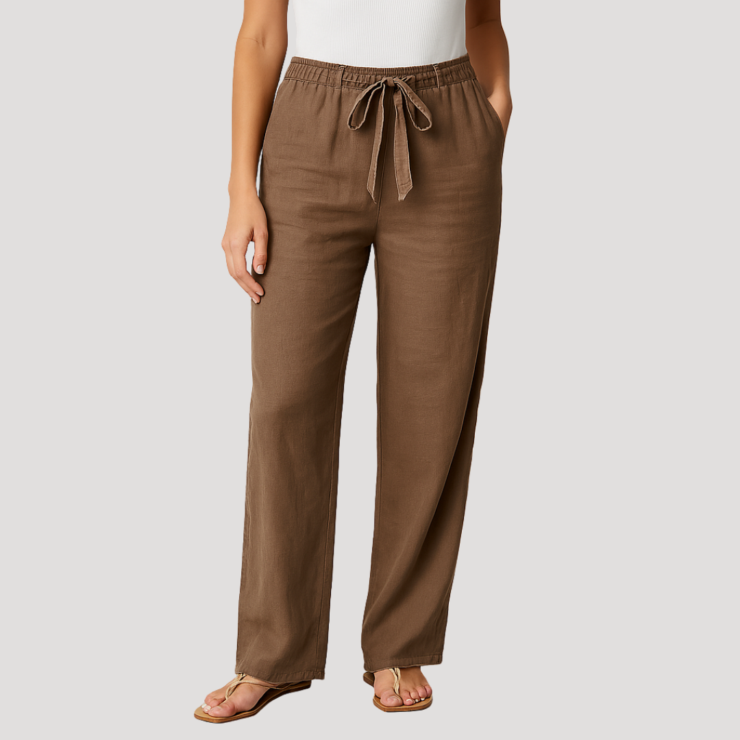 Pantalón pierna ancha con cordón de ajuste para mujer - Elegante verano